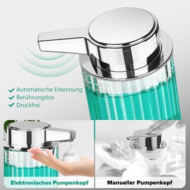 Phneems Soap Dispenser Automatic Foam Soap Dispenser Glass Electric Soap Dispenser With Sensor Soap Dispenser Automatic USB Charging IPX5 Waterproof FOR Bathroom Kitchen Foam