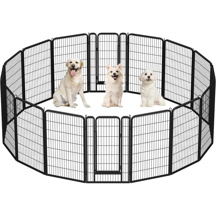 Вольєр для цуценят Yaheetech 16tlg, 120 см, з автоматичним замком, чорний