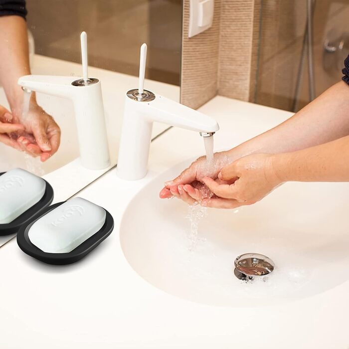 Набір з 2 мисок для мила AstraLoom, двошарові, пластикові, самозливні та з антипригарним покриттям - для ванної/кухні/губки (Чорний)