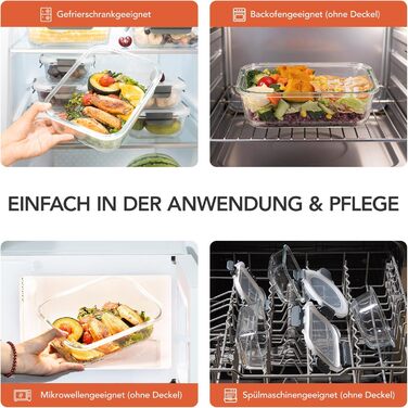 Скляні контейнери для зберігання їжі з кришками набір Frischhaltedosen: Meal Prep, мікрохвильова піч, морозилка, посудомийка, сірі