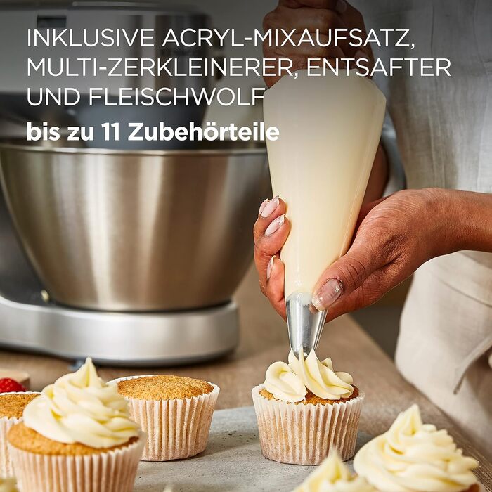 Кухонний комбайн Kenwood Prospero+ KHC29.H0WH, 1000 Вт, чаша з нержавіючої сталі 4,3 л, білий, набір аксесуарів з 9 предметів (подрібнювач, блендер, соковитискача)