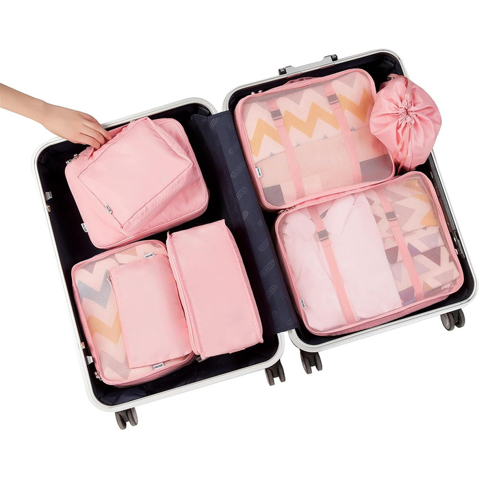 Набір органайзерів для валізи BAGAIL (8 шт.), рожевий