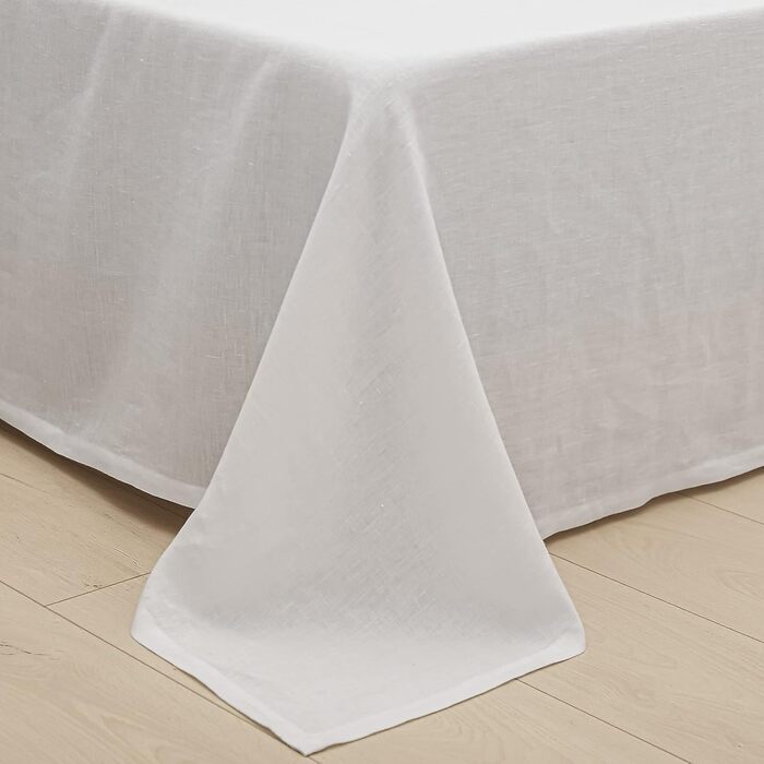 Simple&Opulence Linen Sheet Set 100% Linen Bedding, Ultra-Soft, Breathable Bed Sheets for Farmhouse Style, Only 1 Fitted Sheet (269cm x 295 cm, White)