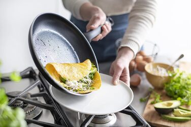 GreenPan Andorra керамічна антипригарна гриль-плита 28 см, PFAS-free, для індукції та духовки, чорна, набір сковорідок 24 см і 28 см