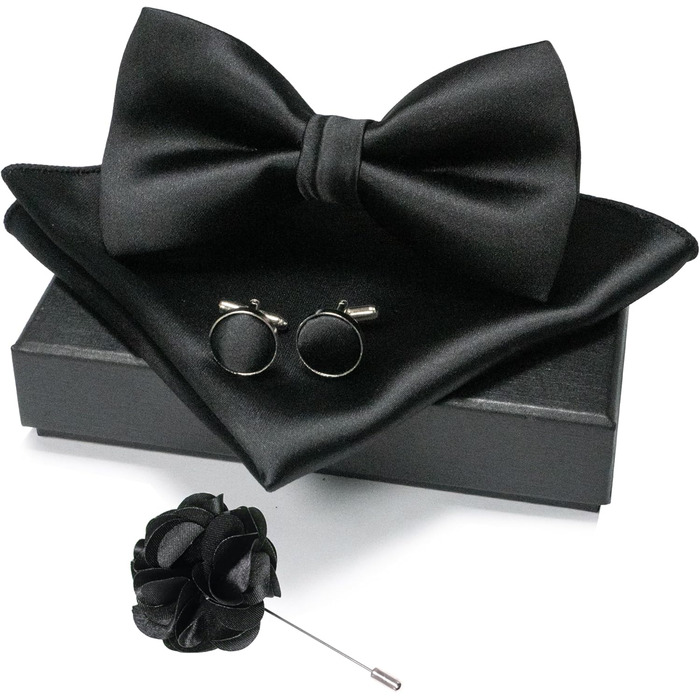 Метелик для чоловіків JEMYGINS з краваткою-бабочкою та нагрудною хустиною (чорний, 6 штук)