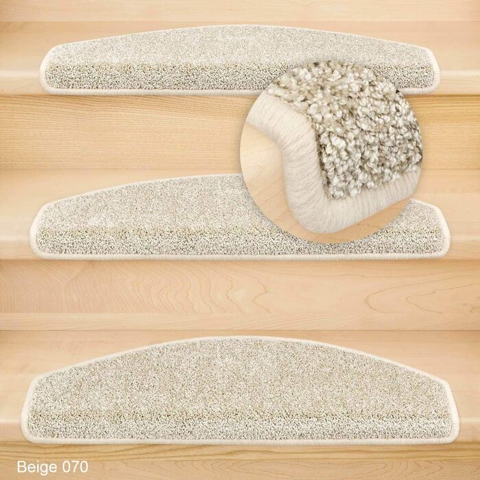 Килимки на сходи Metzker Ventura напівкруглі, бежеві, 15 шт. - Захист сходинок, килимові покриття для сходів