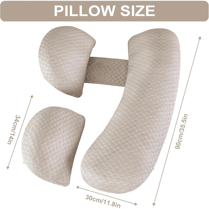 Вагітний подушок U-подібної форми SHANNA: подушка для сну на боці, подушка для годування, з м'якою оббивкою Minky Dot, велика подушка для підтримки, комфортна подушка для дорослих, подушка для тіла (бамбук Хакі, великий)
