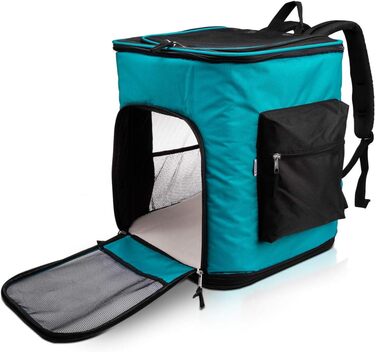 Рюкзак для собак та котів Navaris - м'який, з бавовняним бавовняним ременем, 41x34,5x43 см, складний, до 12 кг, блакитний