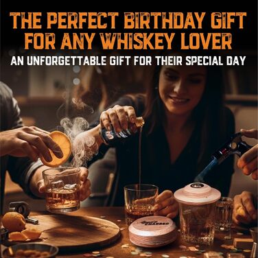 Набір для копчення коктейлів з пальником та 8 смаків дерев'яних стружок - Преміум коптячка з дуба США - Набір для Old Fashioned - Подарунок для чоловіків (з бутаном)