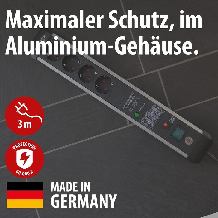Мережевий фільтр Brennenstuhl Premium-Protect-Line на 4 розетки, кабель 3м, захисний подовжувач