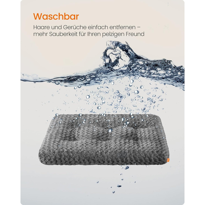 Ліжко для собак Feandrea XL, м'яке, плюшеве, 110 x 73 см, для великих собак, сірий колір, знімний чохол, антиковзаюча поверхня