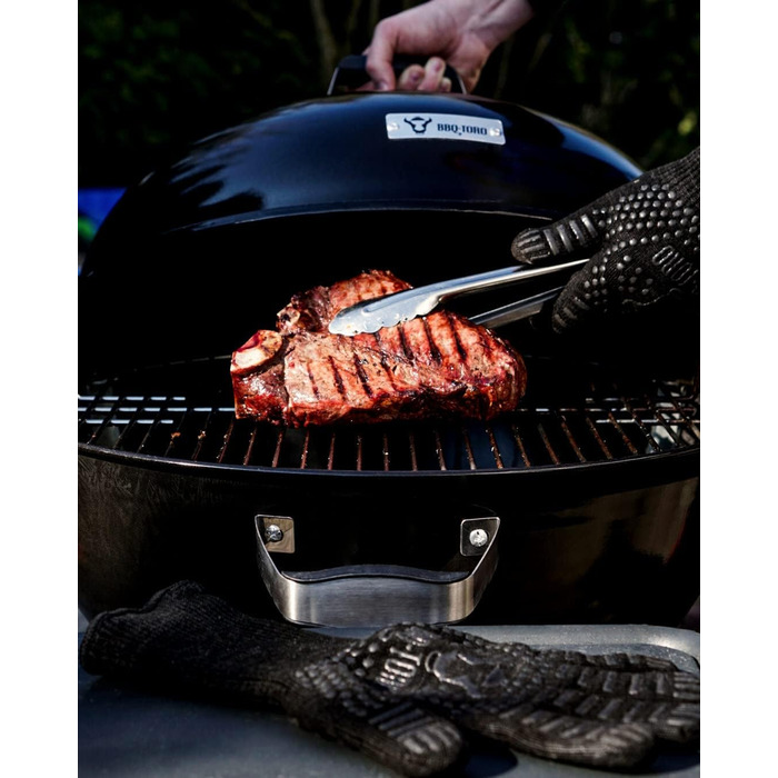 Кульовий гриль BBQ-Toro 57 см для вугілля з термометром і кришкою, круглий мангал на дровах, знімна кришка