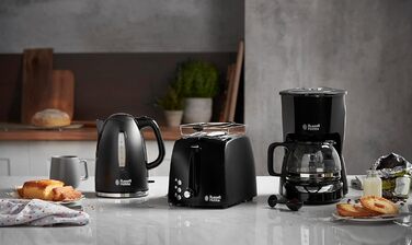 Тостер Russell Hobbs Textures+ з 2-ма тостами, чорний (850W, 6 рівнів підсмажування, підставка для бургерів, щипці)
