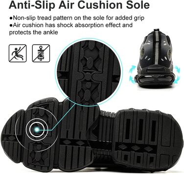 Робочі черевики AIMAYEE з металевим носком: легкі, дихаючі, для жінок та чоловіків, сірі та чорні, розмір 41 EU