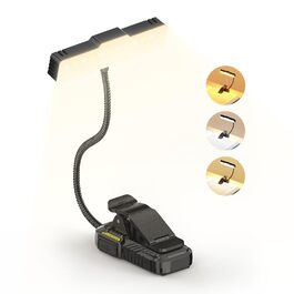 Ліхтарик для читання Smiling Shark LED, USB, 1200 mAh, 3 режими кольору, 6 режимів яскравості, гнучкий, з кліпсою та датчиком, індикатор батареї