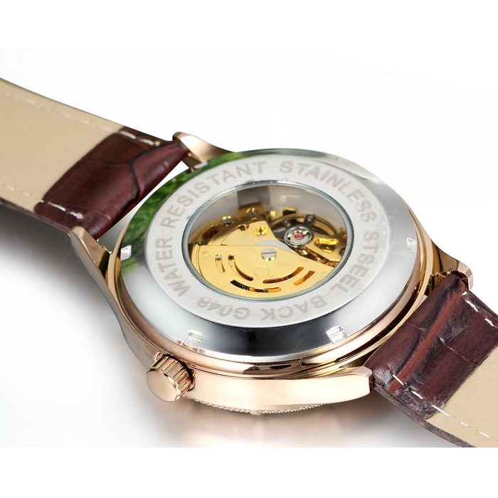 Чоловічий годинник JewelryWe з ручним заводом, аналоговий, стильний бізнес, Steampunk, з нержавіючою сталлю та шкіряним ремінцем, золотий, синій, з римськими цифрами