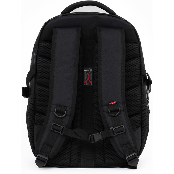 Ергономний шкільний рюкзак Budmil для хлопчиків та дівчаток, 32L, для підлітків та дітей від 5 класу, водонепроникний, з 3 відділеннями та вентильованою спинкою (Edwin Black)