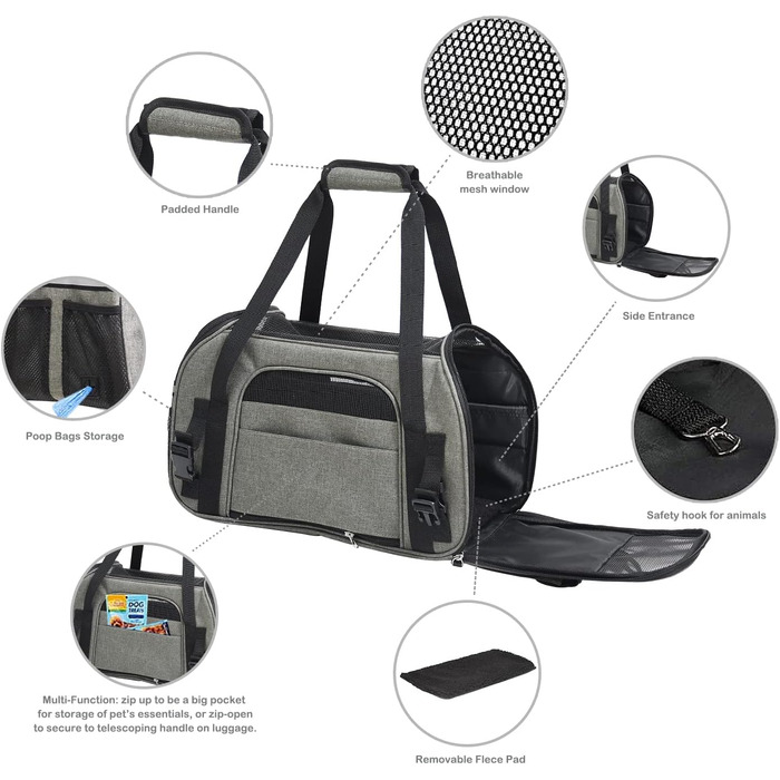 Переносна переноска для тварин Jespet, м'які стінки, для котів та цуценят, 17' x 9' x 11.5', блакитна