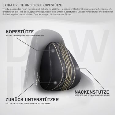 Ігрове крісло Dowinx з 4D підлокітниками, ергономічне крісло для геймерів з підставкою для ніг, офісне крісло з PU шкіри, зручною поперековою підтримкою, велике, витримує до 180 кг, чорне