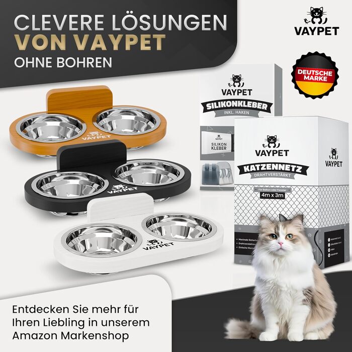 Підвищений годівниця для котів Doppel-Katzennapf: зручний, без свердління, з нержавіючої сталі (білий)