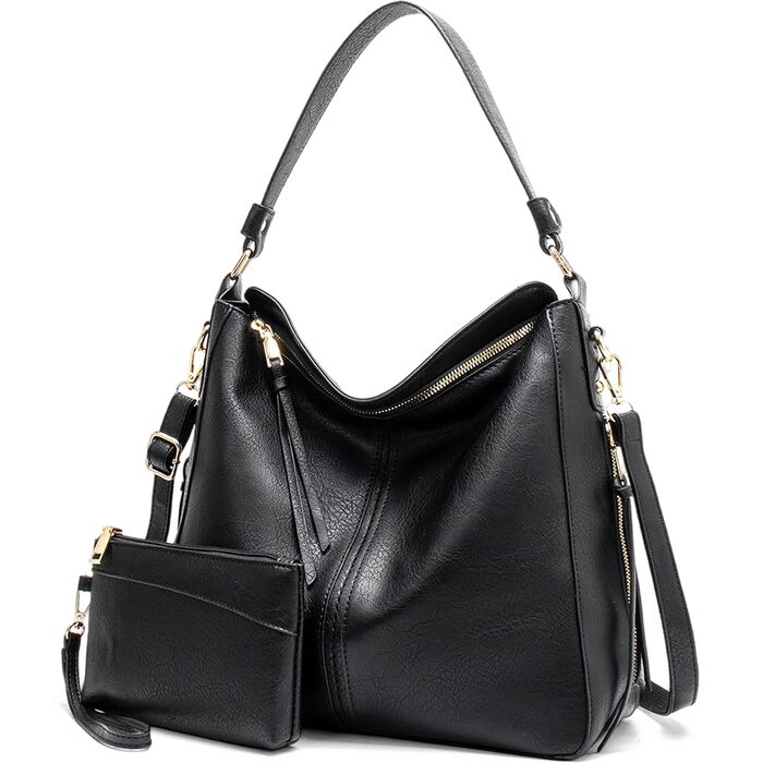 Сумка жіноча шопер велика елегантна через плече, PU-шкіра, колір кава, з кишенею, замок (B Schwarz)