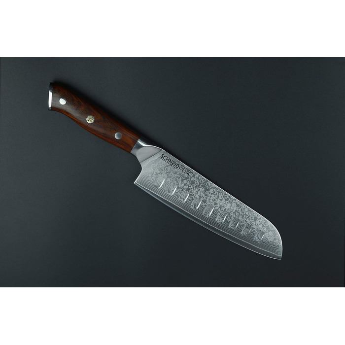Кухонний ніж Santoku з дамаської сталі 17,6 см, 67 шарів, надгострий, нержавіючий Damaszener DI-серія