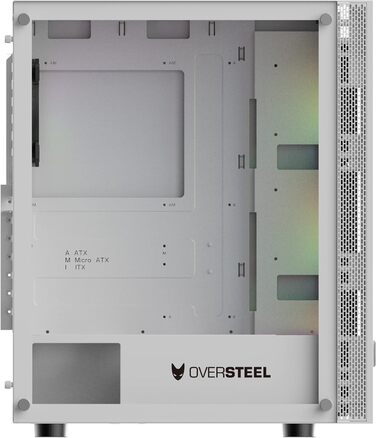 Корпус для ПК Oversteel AZURITE, білий, сумісний з ATX/Micro ATX/ITX, A-RGB вентилятор, сітчаста передня панель, фільтри пилу, загартоване скло, USB 3.0