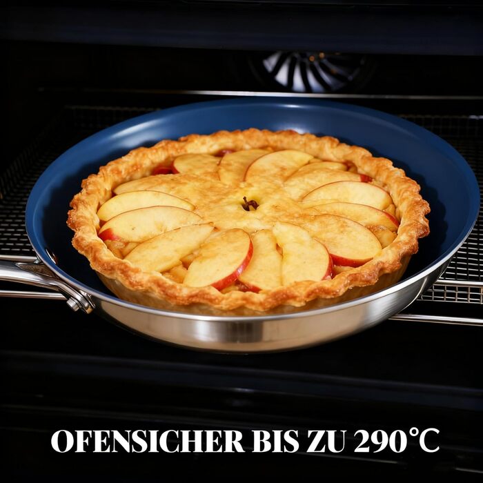 Сковорода з нержавіючої сталі з антипригарним покриттям Creamic, 20 см, без PFOA, PTFE та PFAS, для здорового харчування, сумісна з індукцією, електрикою та газом