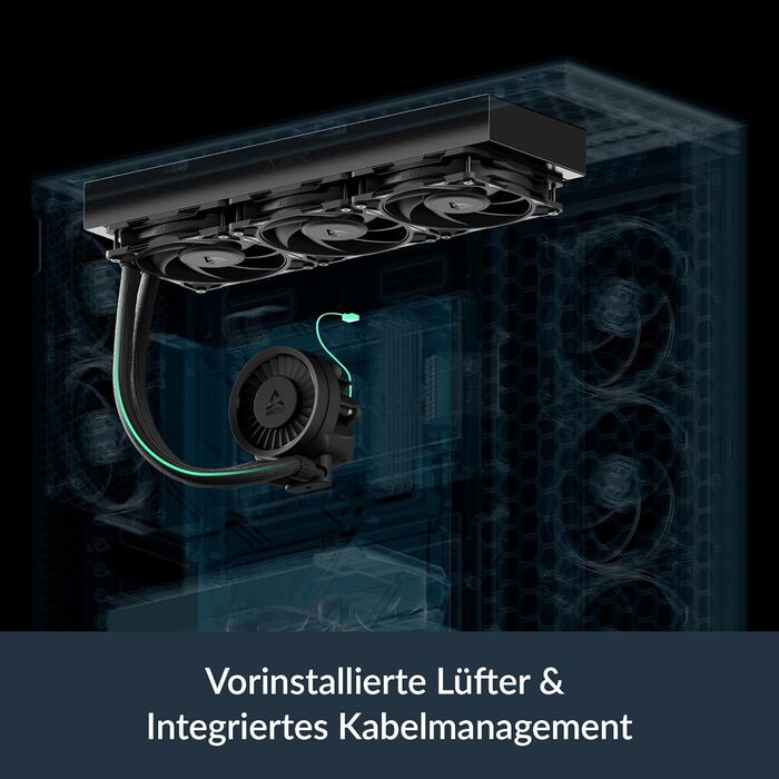 ARCTIC Liquid Freezer III Pro 360 - Світлодіодна рідинна система охолодження ПК, AIO, 3x120 мм, радіатор 38 мм, PWM-насос, вентилятор VRM, AMD AM5/AM4, Intel LGA1851/1700, чорний