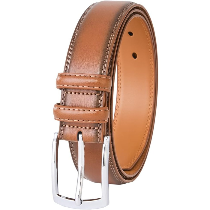 Чоловічий шкіряний ремінь VRLEGEND 35 мм для бізнесу та офіційних заходів, ремінь до костюма, з подарунковою коробкою (колір коричневий, розмір 120 см/140 см)