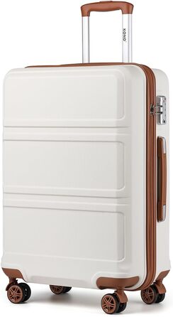 This suitcase trolley hard shell carry-on luggage with twin wheels, lightweight ABS cabin trolley, travel suitcase with combination lock, 55cm (Cream White)
