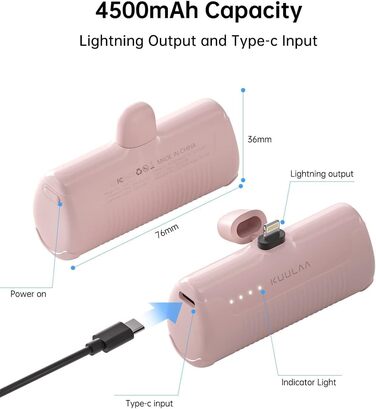 Портативний повербанк 4500mAh з PD для iPhone (персиково-рожевий)