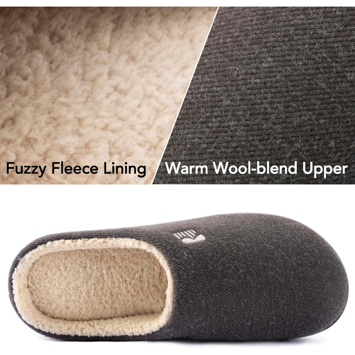 Чоловічі домашні тапочки RockDove з підкладкою з Sherpa та піною Memory Foam, 43.5 EU, темно-сірий