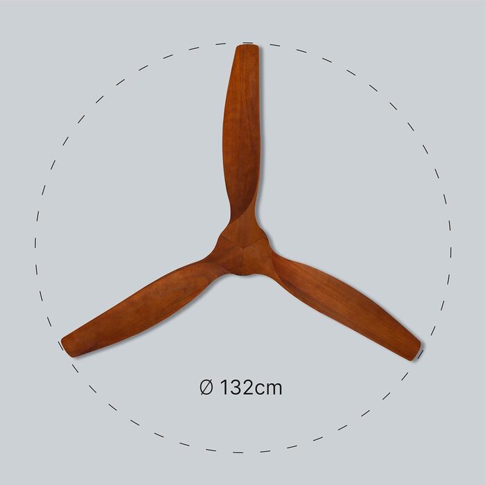 Вентилятор стельовий Ufesa, 40W, 6 швидкостей, тихий, 3 дерев'яних лопаті 132см, літо-зима, таймер 8год, пульт, чорний/темне дерево, без світла