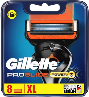 Електрична бритва Gillette Fusion5 ProGlide Power для чоловіків, металевий корпус, чорна, набір з 8 касет