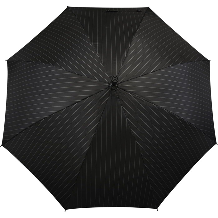 iX-brella Folding Umbrella, Height Adjustable with Wooden Handle - Black Pinstripe