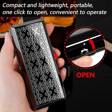 Вінтажний металевий тютюнониця для чоловіків та жінок, вміщує 18-20 сигарет (100 мм), чорний у горошок