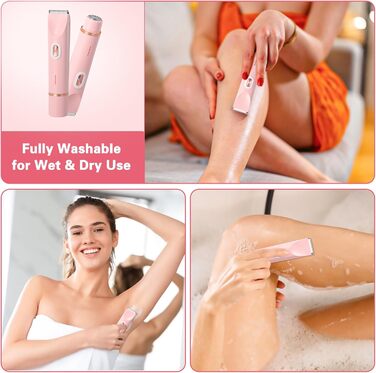 Електричний тример для бікіні 2-в-1 для жінок, водонепроникний IPX7, USB, рожевий