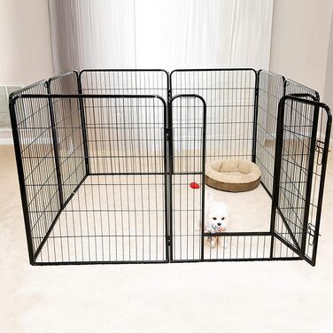 Клітка для цуценят та дрібних тварин 80x60 см, 8 секцій, з захисним тентом, розкладна, для собак, кроликів та інших дрібних тварин