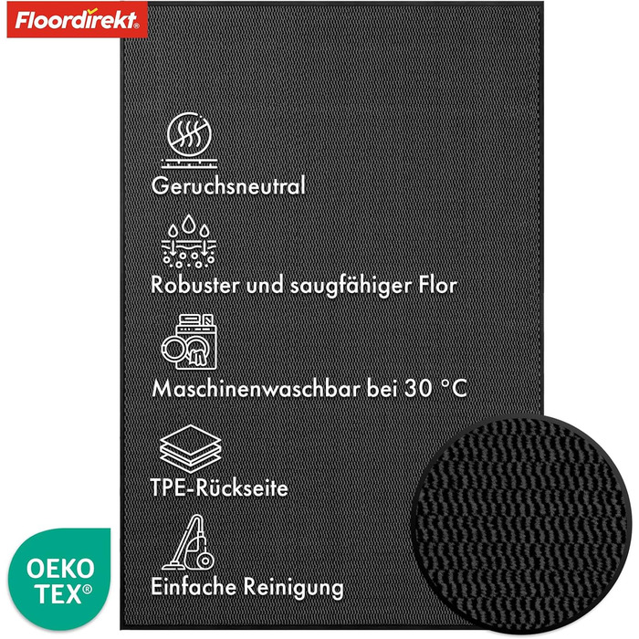 Килимок для входу Sky Novo 120x180 см антрацит: антиковзаюча, миюча, для дому та вулиці