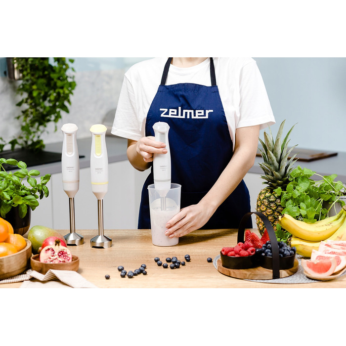 Занурювальний блендер Zelmer ZHB4562S 800 Вт, білий, набір з подрібнювачем та вінчиком