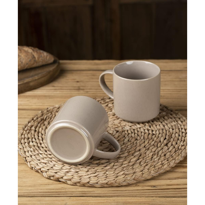 Набір посуду Nebula для 6 осіб, 18-кількісний набір тарілок та наборів мисок, набір посуду з розпиленням з каменю, сервіз, підходить для мікрохвильової печі та посудомийної машини, колір кориця (набір чашок 6x, об'єм 355мл)