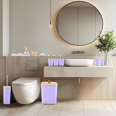 Набір для ванної кімнати XLHOMO: душовий завіс, килимки, аксесуари (27 предметів) - фіолетовий