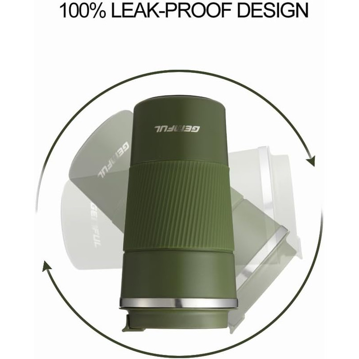 Термокружка з нержавіючої сталі 510 мл Gemful для подорожей та дому (зелена)