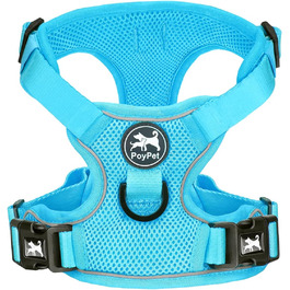 Поясна шлейка для собак PoyPet з сітки, дихаюча, м'яка, світловідбиваюча, з регульованим обхватом, синього кольору (M)