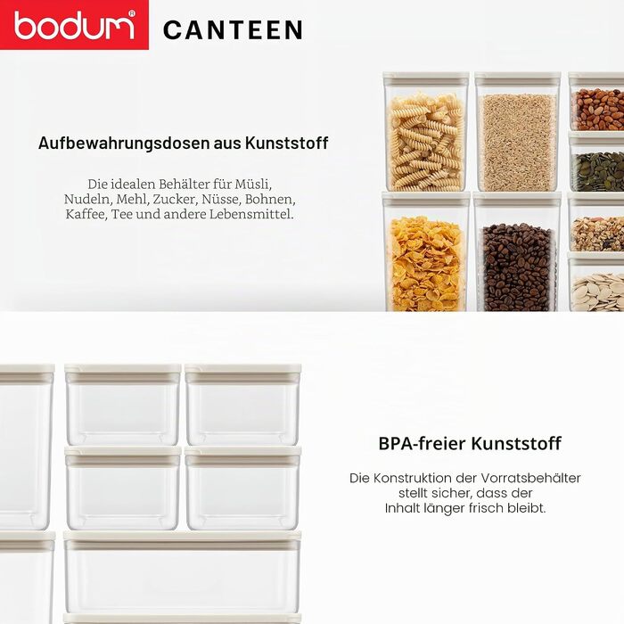 Набір контейнерів для зберігання Bodum CANTEEN 12 шт. прозорі, білі - BPA-free, для мийки в посудомийній машині, штабельовані