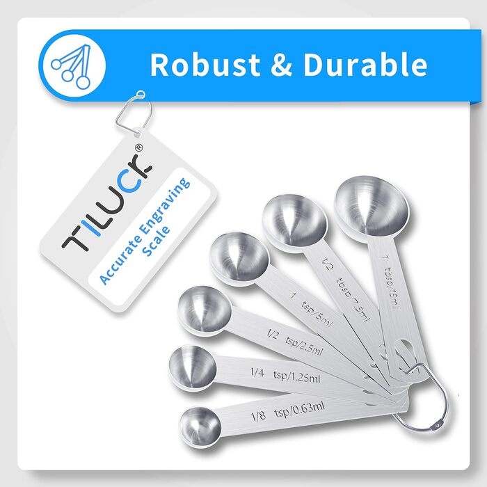 TILUCK Stainless Steel Measuring Cup and Spoon Set, Cups and Spoons, Kitchen Utensils for Cooking and Baking (XX-Large)