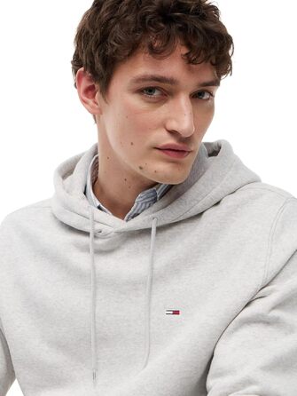 Чоловічий худі Tommy Jeans Regular Fit Flag Fleece з капюшоном, сірий (Silver Grey Heather)