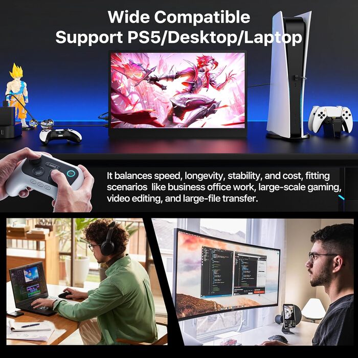 SSD NVMe 1TB PCIe 4.0 M.2 2280 для ігор та ПК, 7400 МБ/с, 3D NAND TLC, внутрішній накопичувач