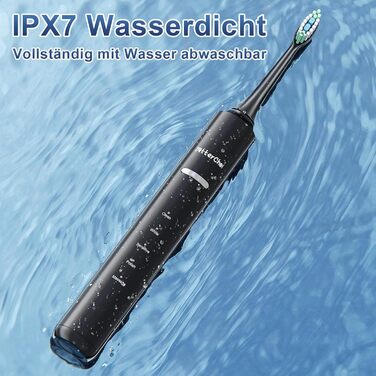Електрична зубна щітка Betterchoi з магнітною левітацією, 41 000 VPM, 4 насадки, IPX7, 180 днів роботи від акумулятора, 5 режимів, таймер, чорний колір